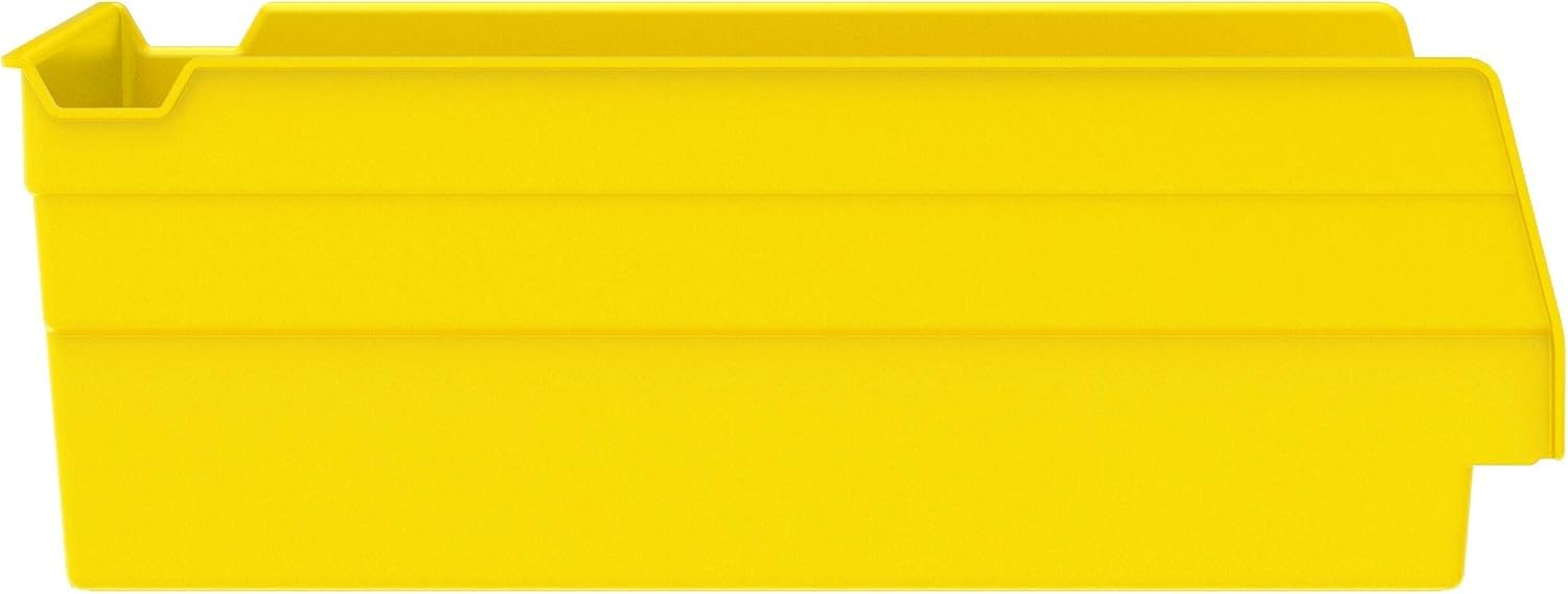 Akro-Mils 30150 Heavy Duty Plastic Shelf Bins - 12-Pack Yellow Storage Bins for Garage, Closet & Drawer Organization (12