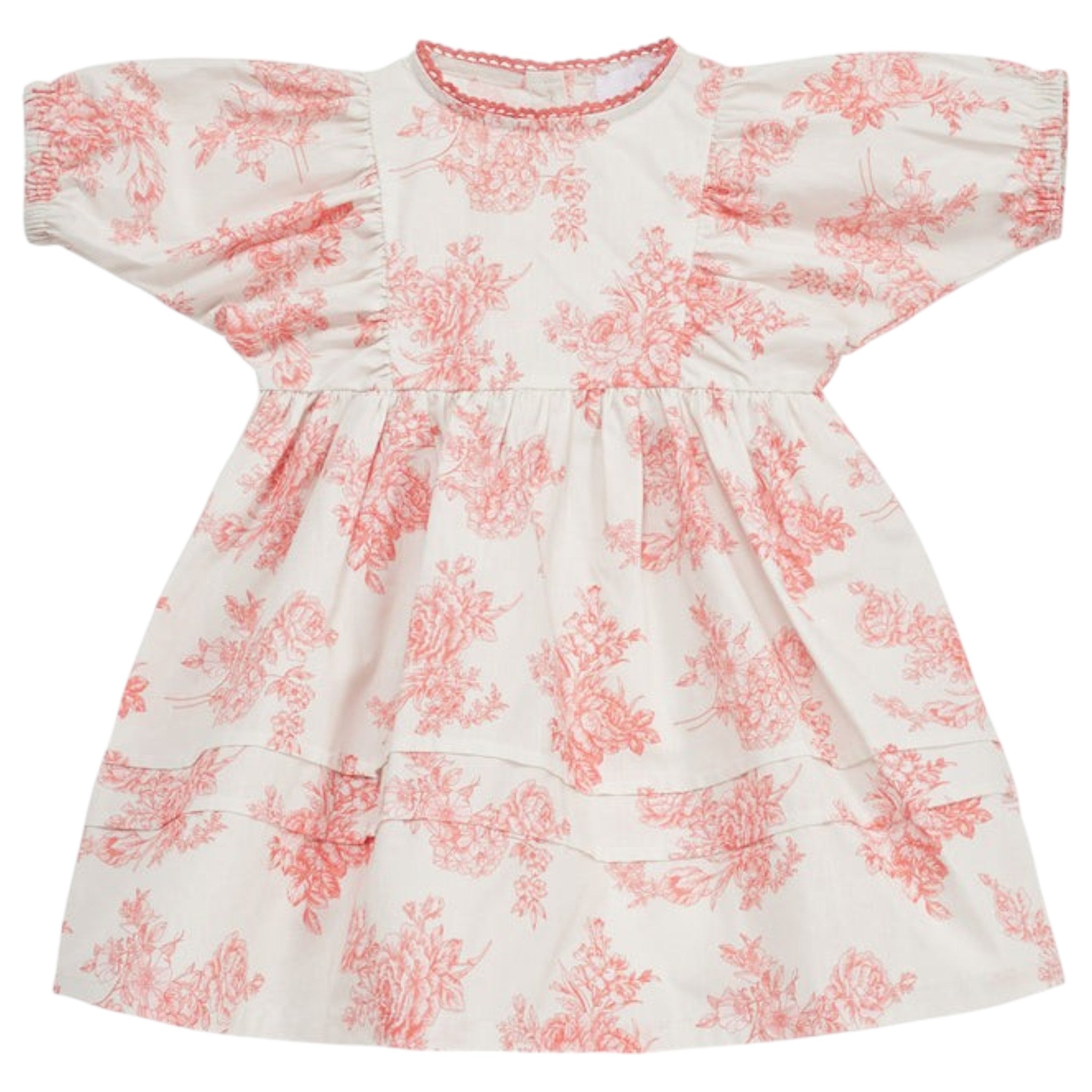 C'era Una Volta Kana Toile De Jouy Pink Dress - Vintage Floral Print Summer Dress for Women | Perfect for Garden Parties, Brunch Dates & Romantic Outings