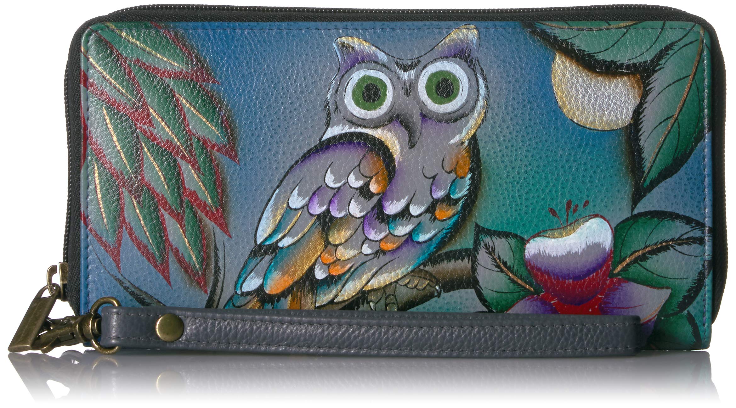 Anuschka Hand Painted Leather Zip-Around Clutch Wallet for Women - Anna Collection | Stylish Crossbody Purse for Evening Parties, Date Nights & Special Occasions