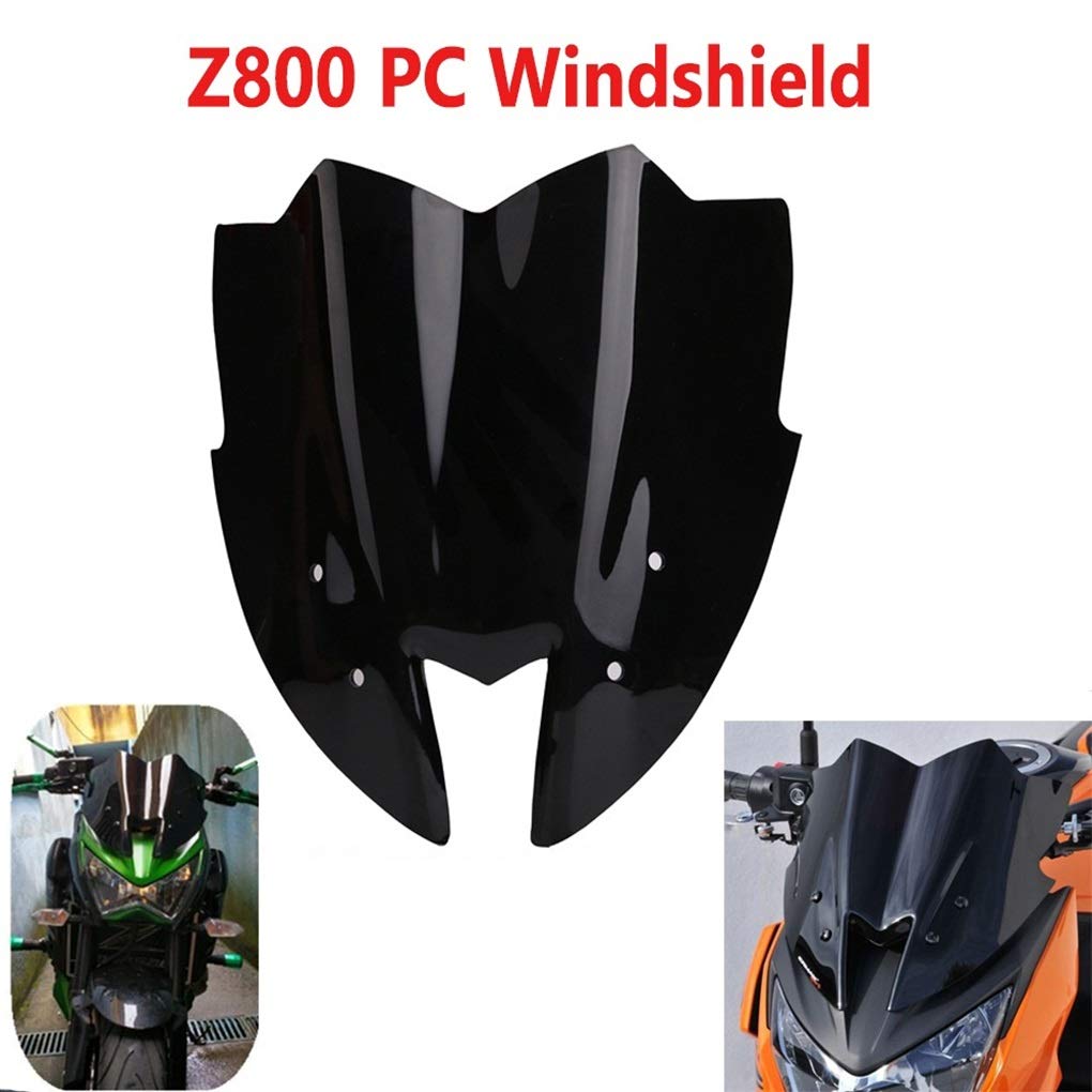 Kawasaki Z800 Windshield Replacement - Black Motorcycle Windscreen for 2013-2015 Models | Wind Protection for Commuting & Touring