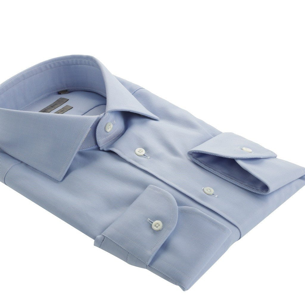 Premium CORNELIANI Wrinkle-Free Twill Dress Shirt for Men - Classic Blue Business Casual Shirt - Perfect for Office, Meetings & Formal Events