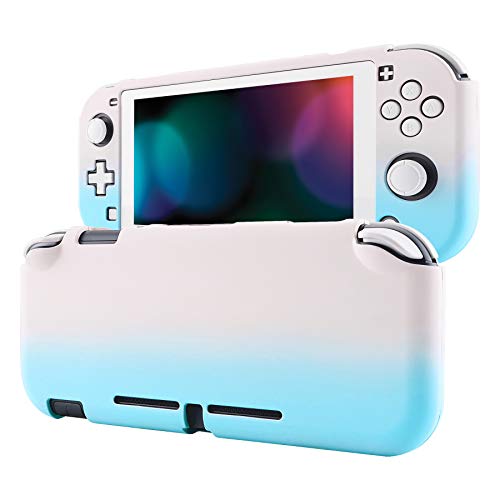 eXtremeRate PlayVital Custom Protective Grip Case for Nintendo Switch Lite - Gradient Pink & Blue Hard Cover with Tempered Glass Screen Protector | Durable Protection for Gaming On-The-Go