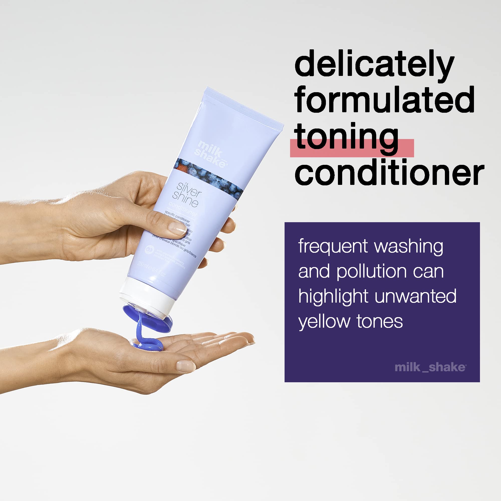 Milk Shake Silver Shine Conditioner for Blonde & Gray Hair - 8.4 fl oz Purple Toning Treatment - Sulfate Free & Vegan Formula - Perfect for Salon Quality Results at Home