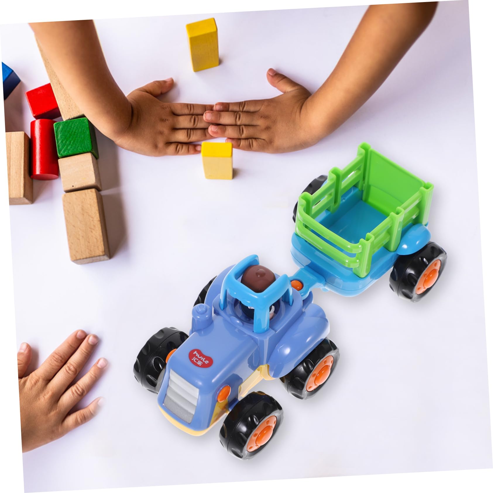 NESTINGHO Educational Toy Truck & Tractor Play Set for Kids - STEM Learning Vehicles for Boys & Girls - Blue Engineering Vehicle Toys for Early Childhood Development | Perfect for Pretend Play, Construction Role Play & Preschool Learning Activities