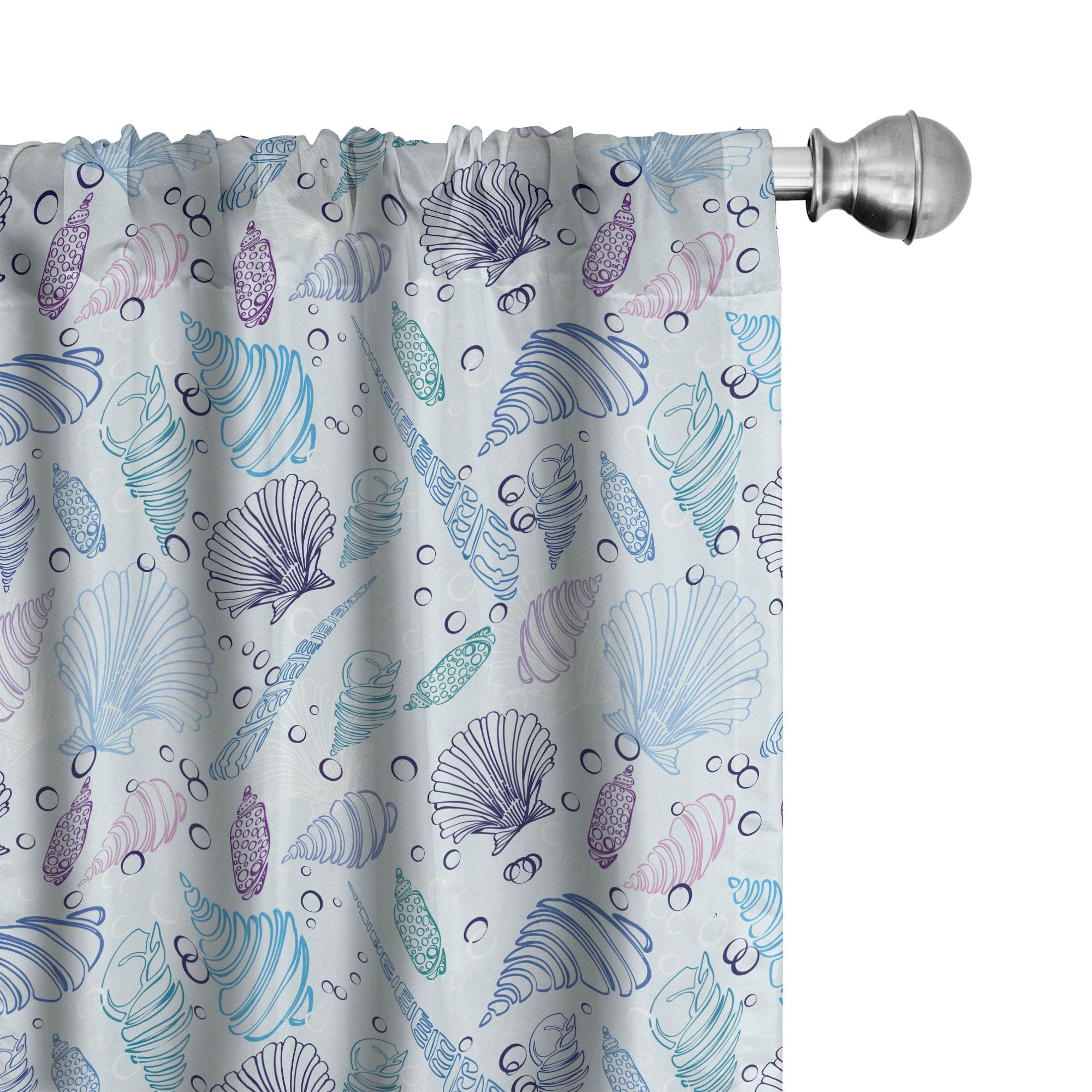 Ambesonne Nautical Window Curtains - Sea Shell & Ocean Bubbles Print Lightweight Decor (28