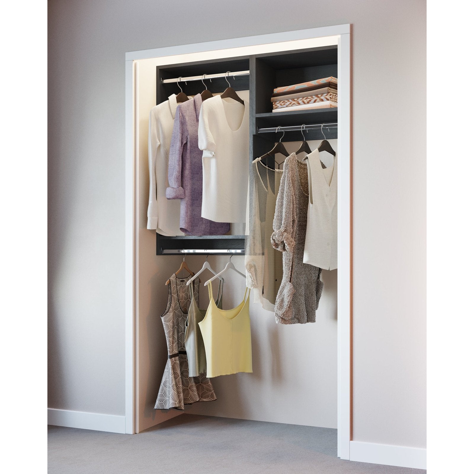 Space-Saving Compact Closet Organizer Kit - Foldable Storage Solution for Small Bedrooms, Apartments & Dorm Rooms