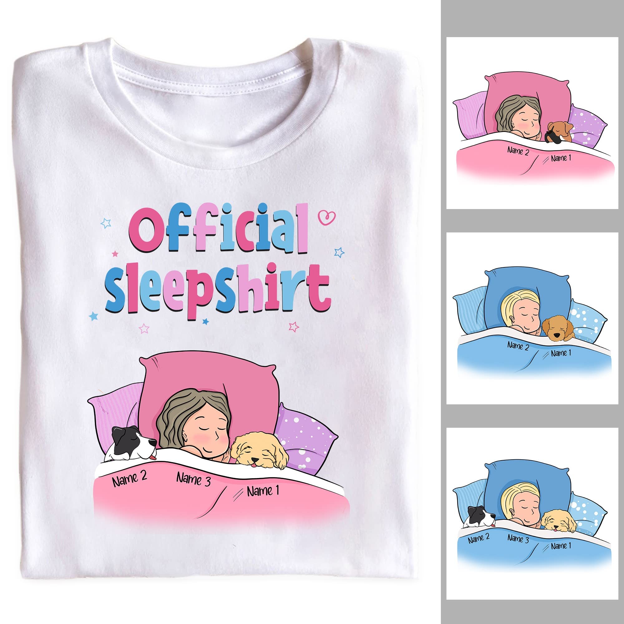 Custom Personalized Dog Lover T-Shirt - Funny Dog Mom & Dad Sleepshirt Gift - Multicolor Pet Owner Apparel for Casual Wear & Gifts