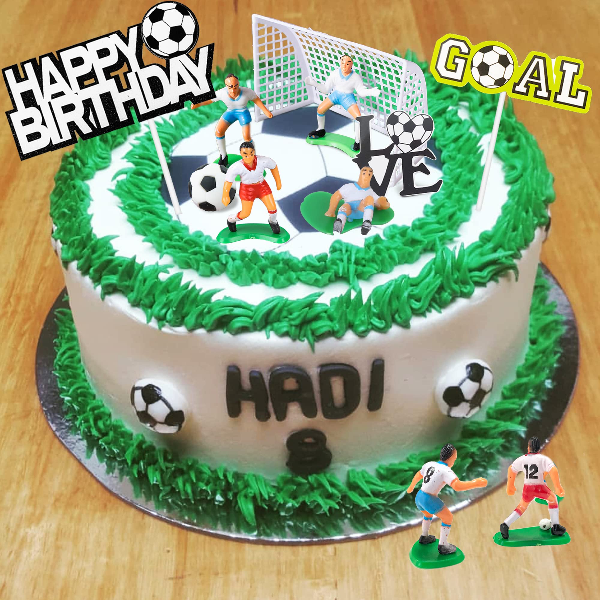 19-Piece Soccer Cake Topper Set - Soccer Ball & Player Theme Decorations for Football Birthday Parties, Men's Sports Events & Kids' Soccer Celebrations - Perfect for Birthday Cakes, Club Parties & Sport-Themed Desserts