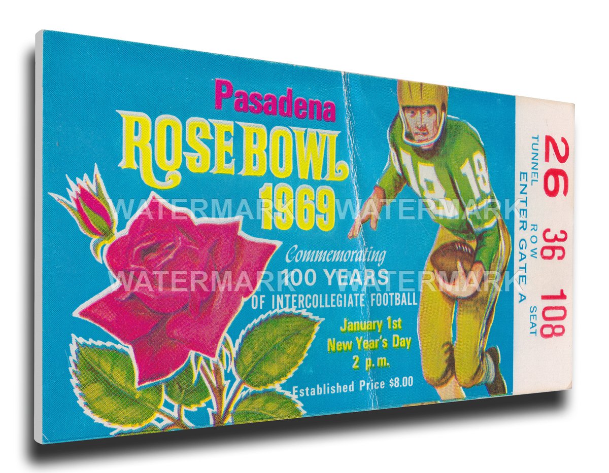 Vintage 1969 NCAA Rose Bowl Ohio State Buckeyes Commemorative Mega Ticket - Perfect for Sports Memorabilia Collectors & Buckeyes Fans, Great for Display in Man Caves, Sports Bars, and Game Rooms