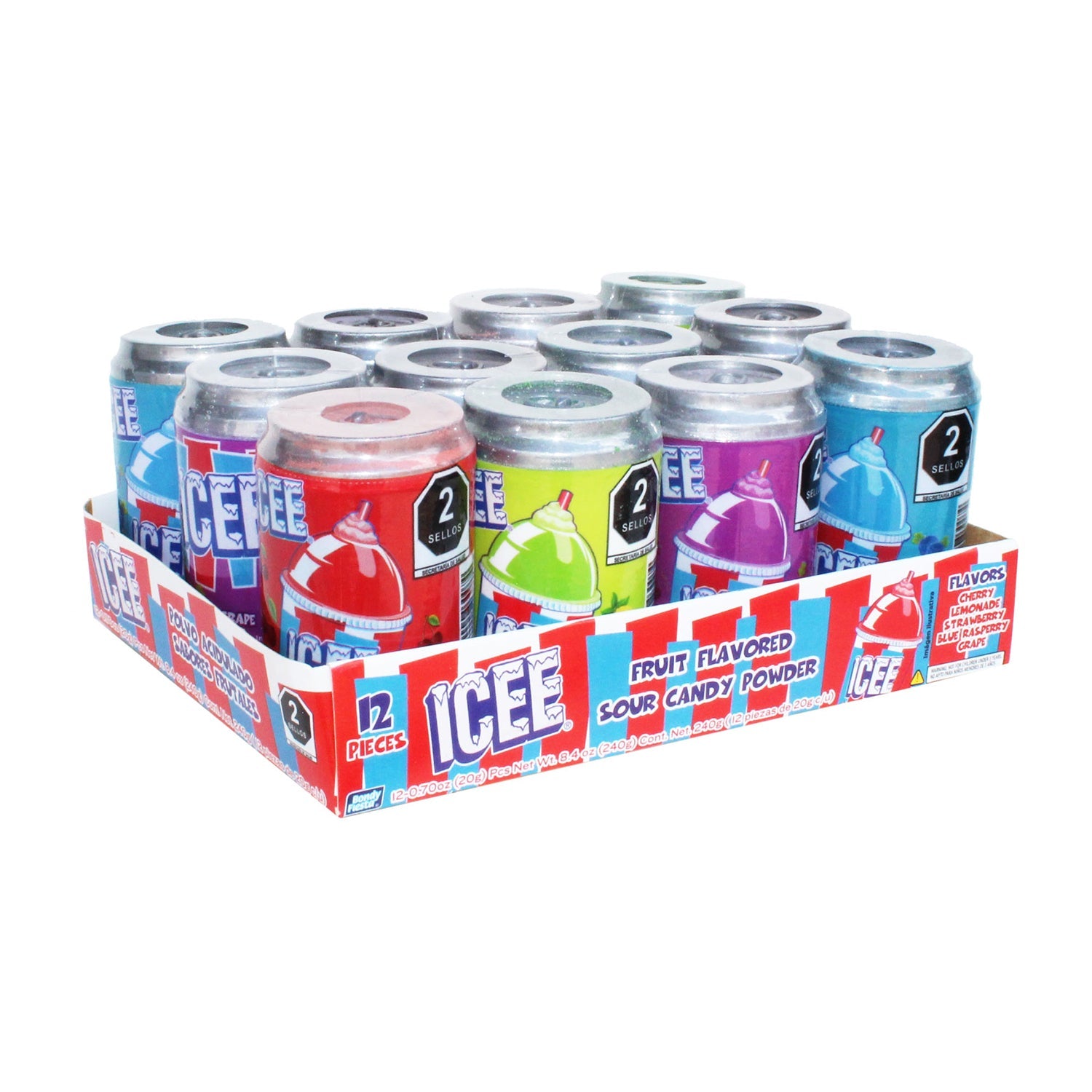Icee Sour Candy Powder - 12 Count Box | Tangy & Refreshing Sour Candy Mix for Kids & Adults - Perfect for Parties, Movie Nights & Snack Time