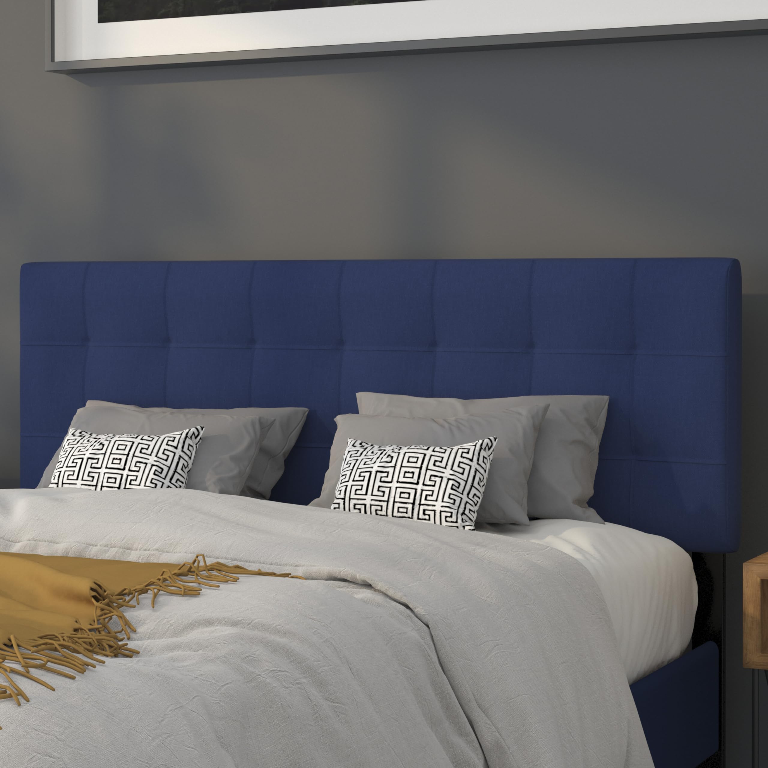 Flash Furniture Bedford Tufted Upholstered Queen Size Headboard - Navy Fabric Upholstered Bed Frame Headboard for Master Bedroom, Guest Room & Home Decor