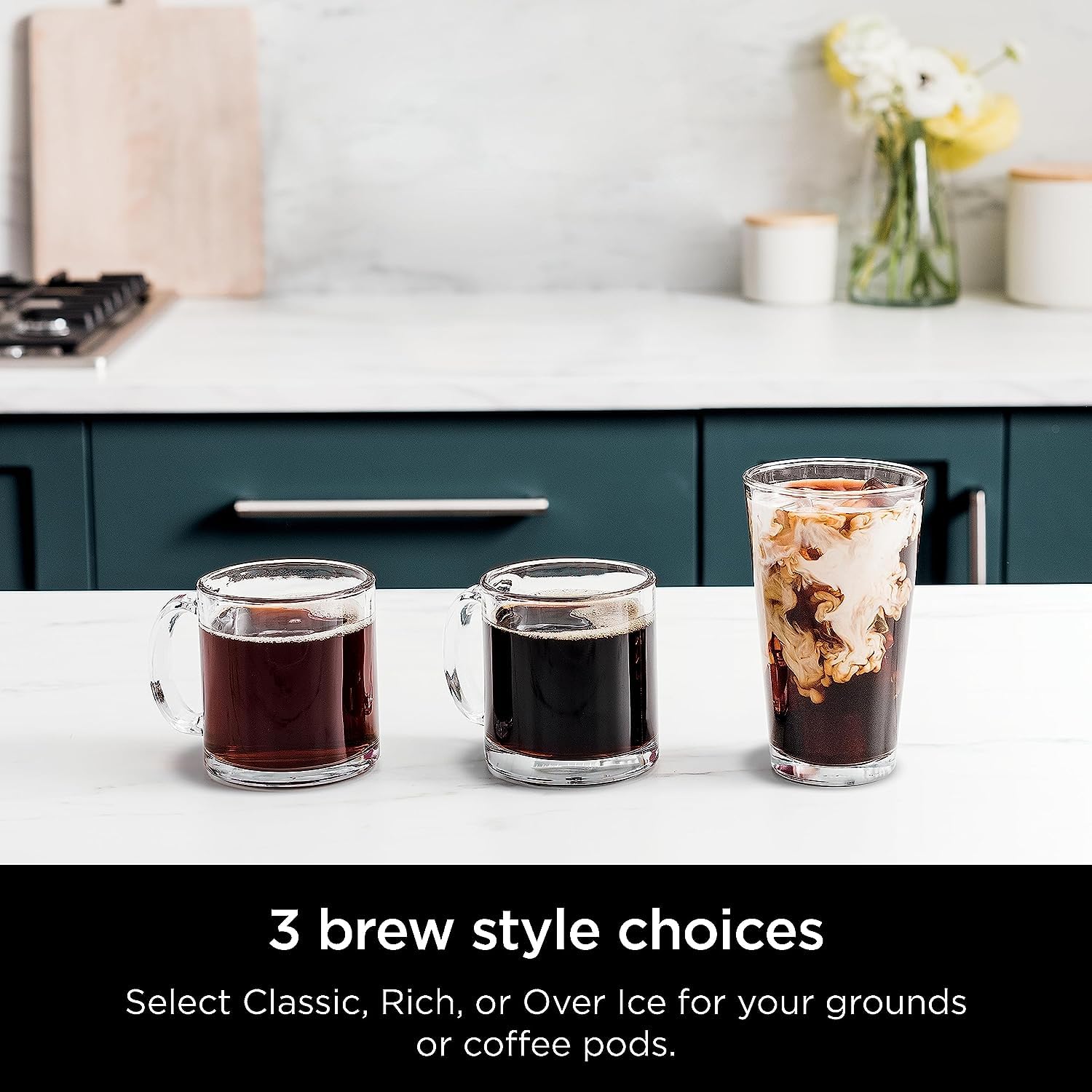 Ninja CFP101 DualBrew Hot & Iced Coffee Maker - Single-Serve & 12-Cup Drip Coffee Machine - Compatible with K-Cups - Black (Renewed) - Perfect for Home, Office, and Entertaining