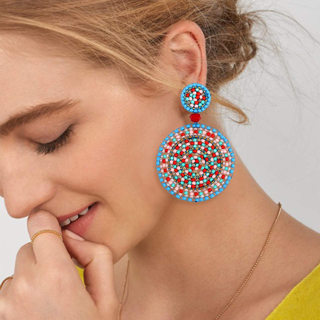 Handmade Boho Beaded Drop Earrings for Women - Colorful Statement Dangle Earrings | Summer Beach Jewelry, Wedding Accessories, Party Gifts