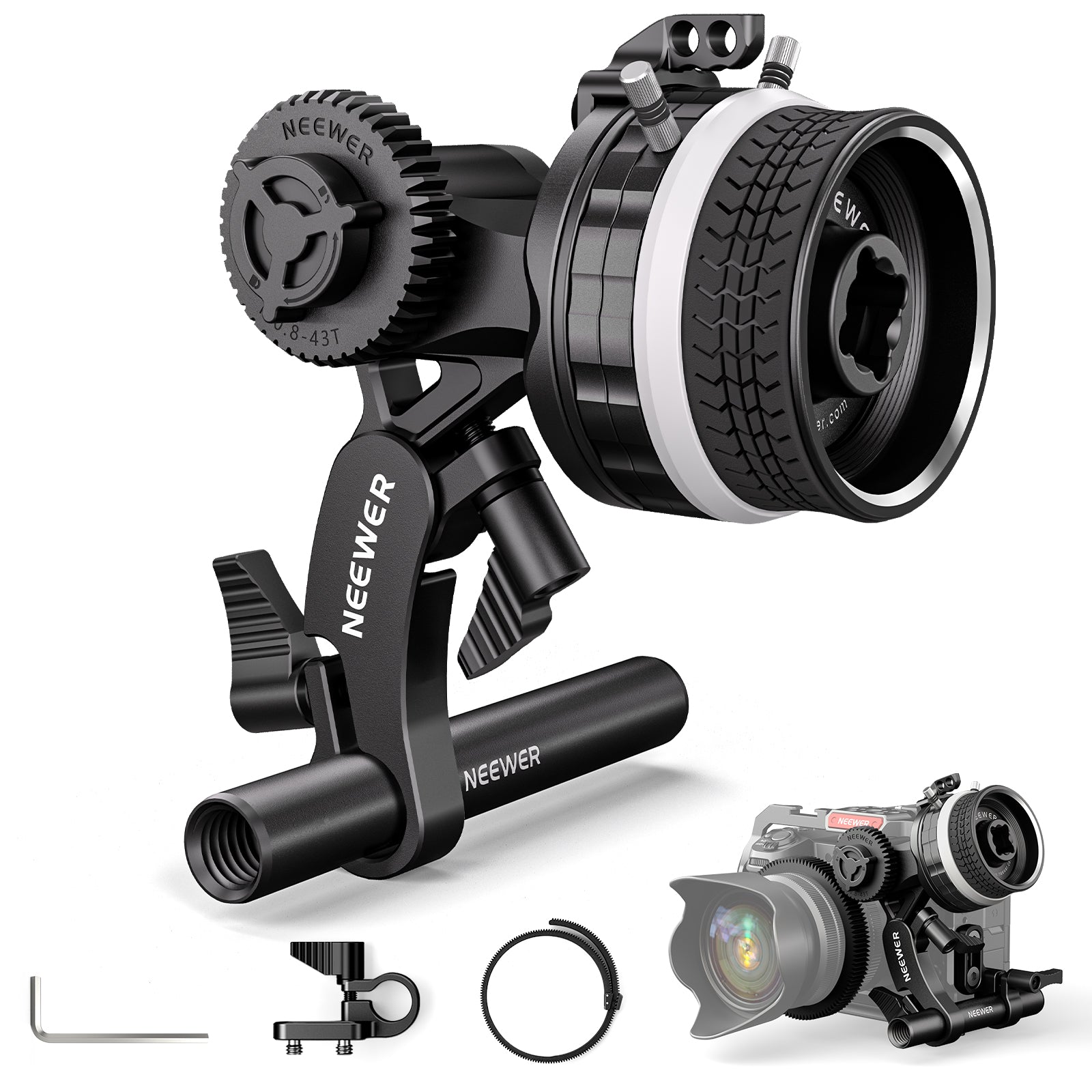 NEEWER PG001 Mini Follow Focus with A/B Stops - Professional Camera Lens Focus Control for DSLR & Mirrorless Cameras - Perfect for Filmmaking, Vlogging, and Photography
