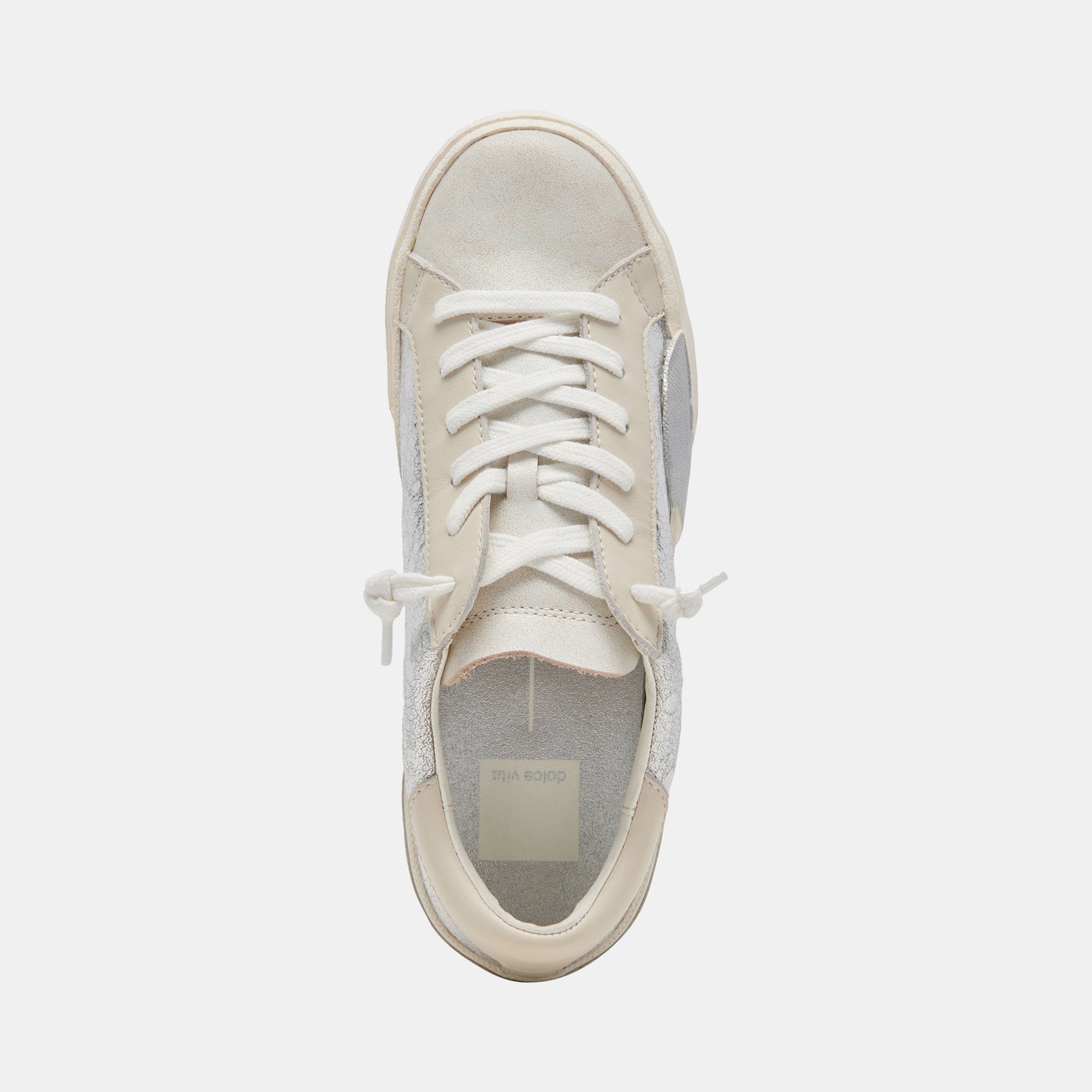 ZINA Distressed Leather Sneakers - Chrome Finish for Women | Stylish & Comfortable for Casual Wear, Work & Everyday Fashion