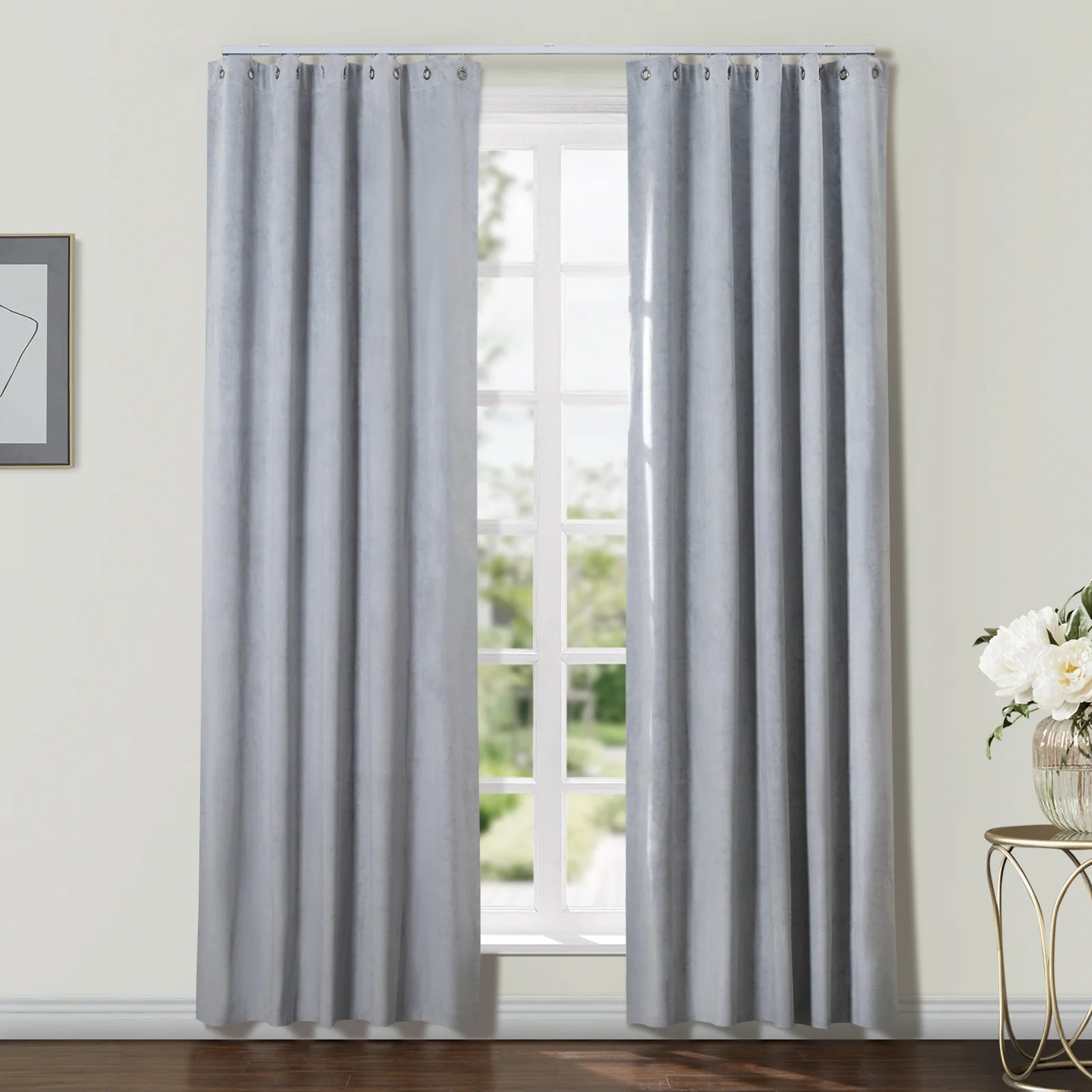 Gene 100% Blackout Soundproof Curtains with Grommet & Track Kit - Thermal Insulated Noise Reducing Drapes for Bedroom, Nursery & Home Theater