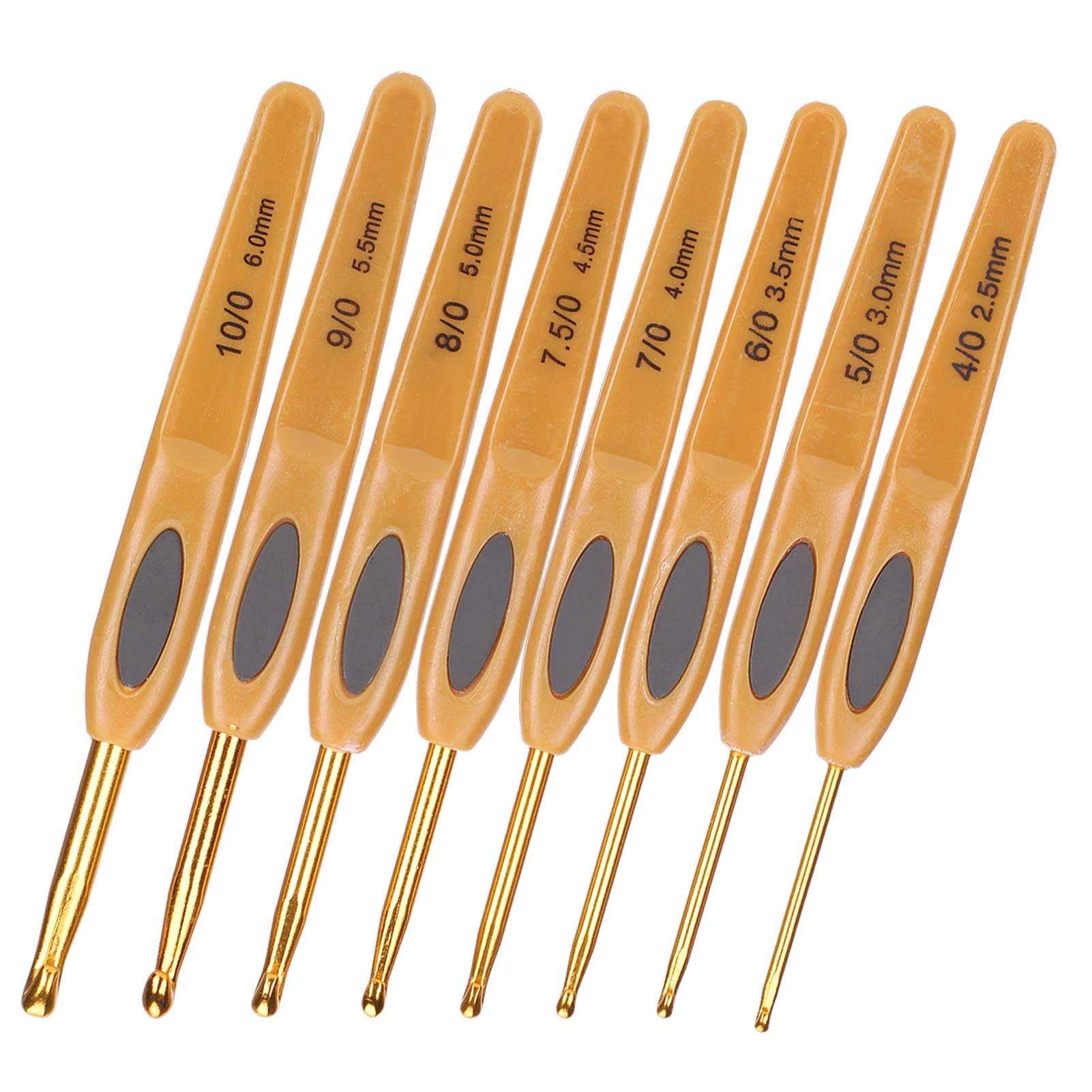 8Pcs Ergonomic Crochet Hooks Set with Comfortable Plastic Handles - Perfect for DIY Knitting, Crocheting, Amigurumi & Yarn Crafts (Brown) - Ideal for Beginners & Professional Knitters Making Scarves, Hats & Home Decor