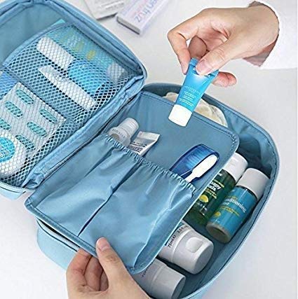 PAVITYAKSH Fabric Cosmetic Bag for Travel - Waterproof Makeup Organizer Pouch with Multiple Compartments | Perfect for Toiletry Storage, Gym Essentials & On-the-Go Beauty Accessories