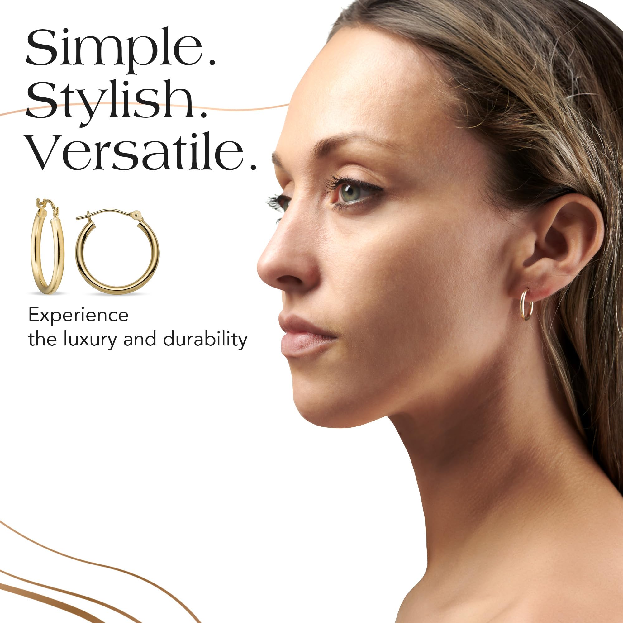 MAZZERI 14k Solid Gold Hoop Earrings for Women & Men - Hypoallergenic Real Gold Earrings, Yellow & White Gold Options, Handcrafted in USA | Perfect for Everyday Wear, Gifts & Special Occasions