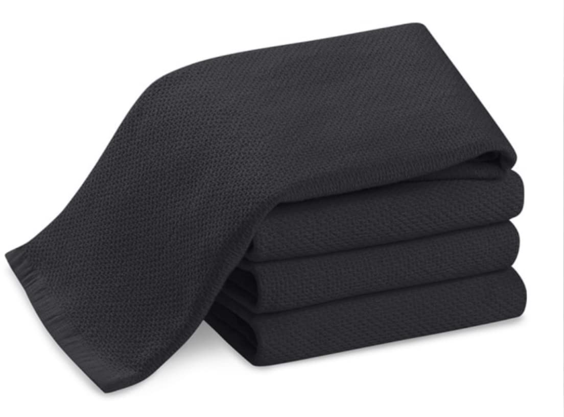 Williams-Sonoma Premium All-Purpose Pantry Towels - Set of 4 Absorbent Kitchen Towels in Black | Perfect for Drying Dishes, Cleaning Countertops & Kitchen Use