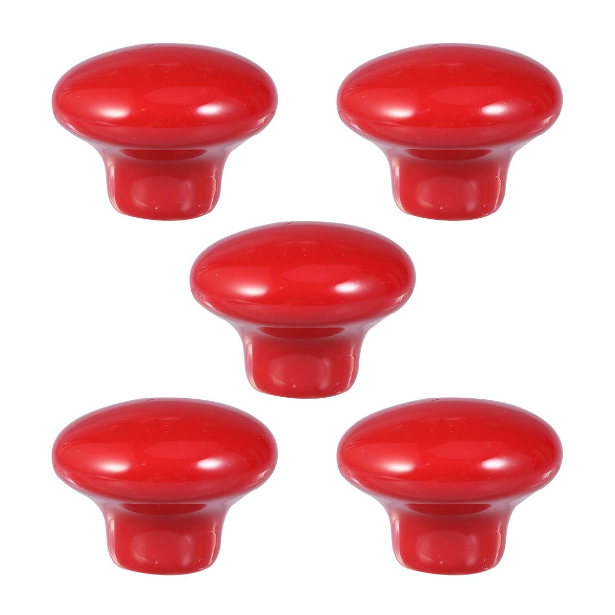 VORCOOL 5-Pack Ceramic Cabinet Knobs - Durable Round Drawer Pull Handles for Kitchen Cabinets & Cupboards (Red) - Perfect for Home Renovation & DIY Furniture Upgrades