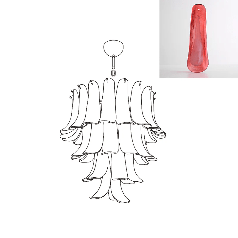 Exquisite Murano Glass Petals Chandelier - Handcrafted Italian Crystal Ceiling Light Fixture for Dining Room, Living Room & Bedroom Decor