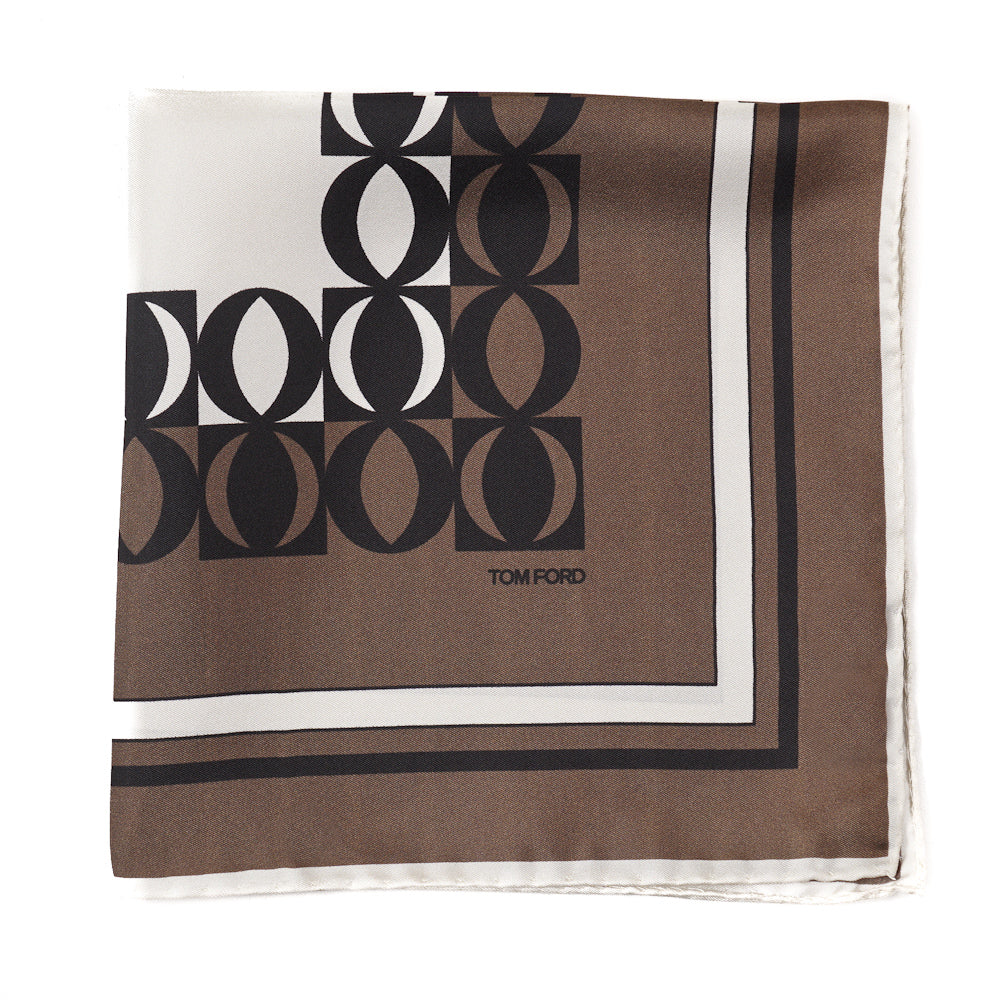 Tom Ford Luxury Contrast Print Pocket Square for Men - Elegant Silk Handkerchief for Suits, Weddings & Formal Events