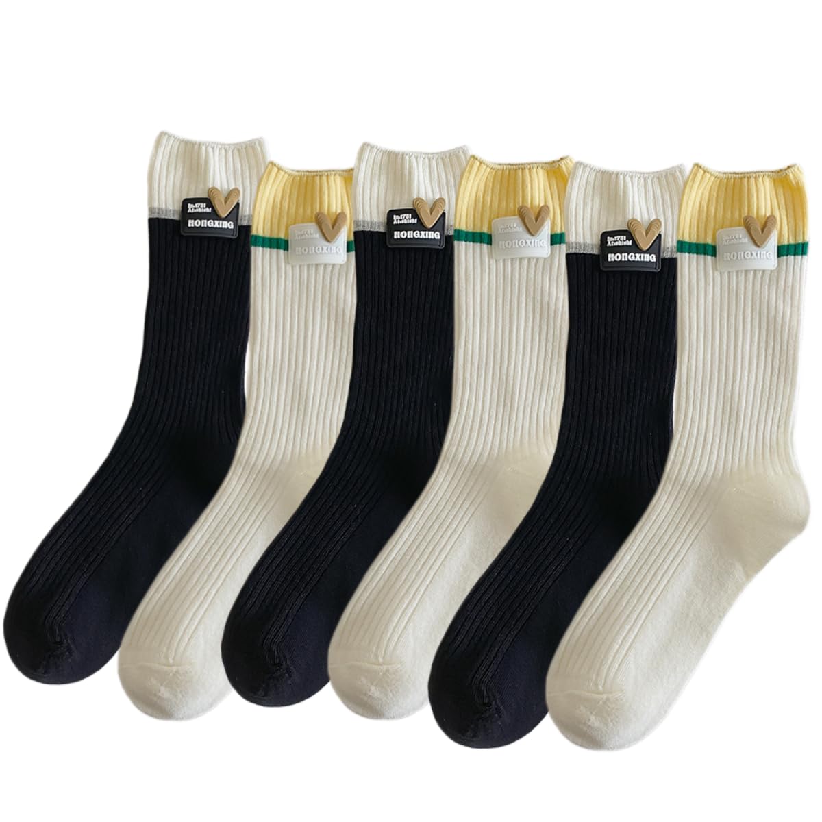 GRUTZ 4/6 Pairs Women's Colorful Jacquard Knit Socks - Cute Contrast Pattern Casual & Athletic Socks for Everyday Wear, Workout, and Fashion Outfits