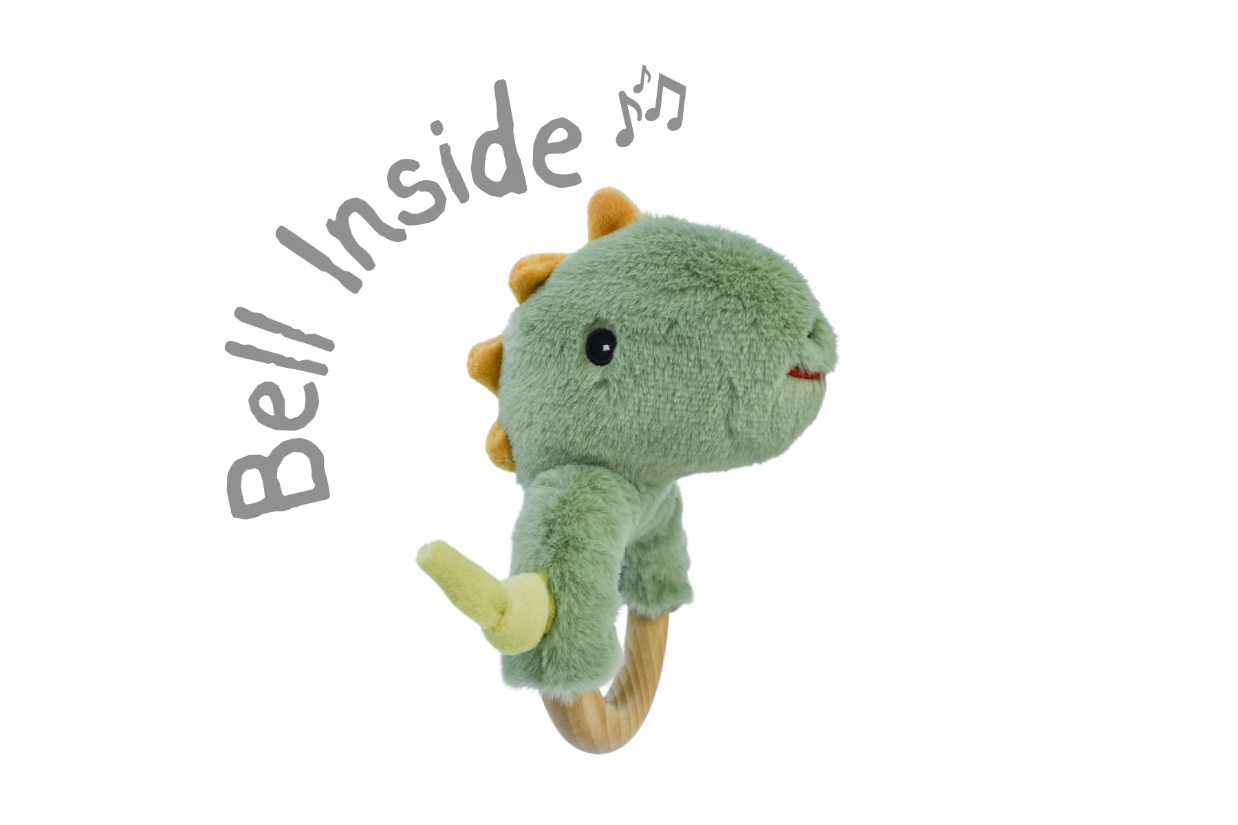 Snuggle Buddy Minty Dinosaur Wooden Ring Rattle - Baby Teething Toy & Sensory Learning Gift for Newborns & Toddlers - Perfect for Playtime, Nursery Decor & Baby Shower Presents