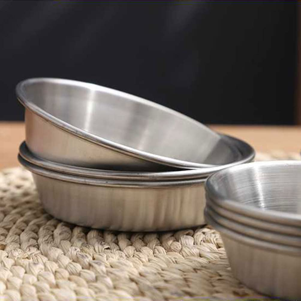 Hemoton 4-Piece Stainless Steel Appetizer Plates - Round Mini Saucers for Side Dishes, Wasabi, Condiments & Dips - Perfect for Sushi, Tapas, Party Snacks & Home Entertaining