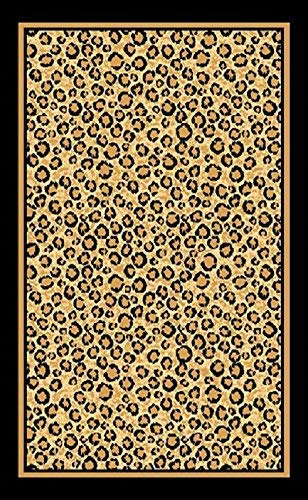 Premium Solid Leopard Print Area Rug with African Border - 2' x 3' Soft Floor Carpet for Living Room, Bedroom, or Office Decor