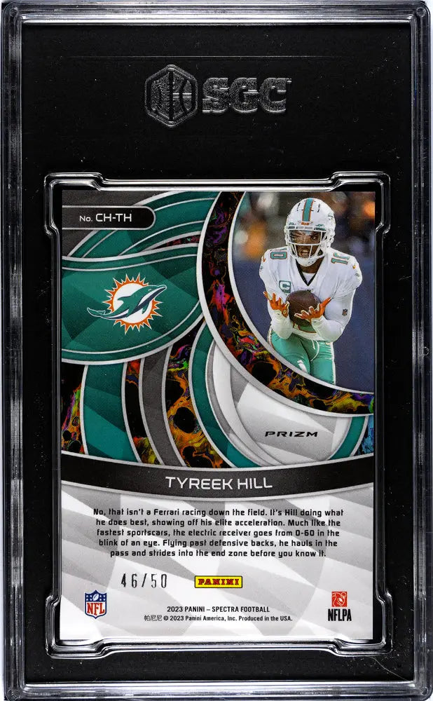2023 Panini Spectra Tyreek Hill Chromatic Interstellar Prizm SGC 10 Gem Mint 46/50 - Rare Football Trading Card for Collectors & Sports Memorabilia Fans