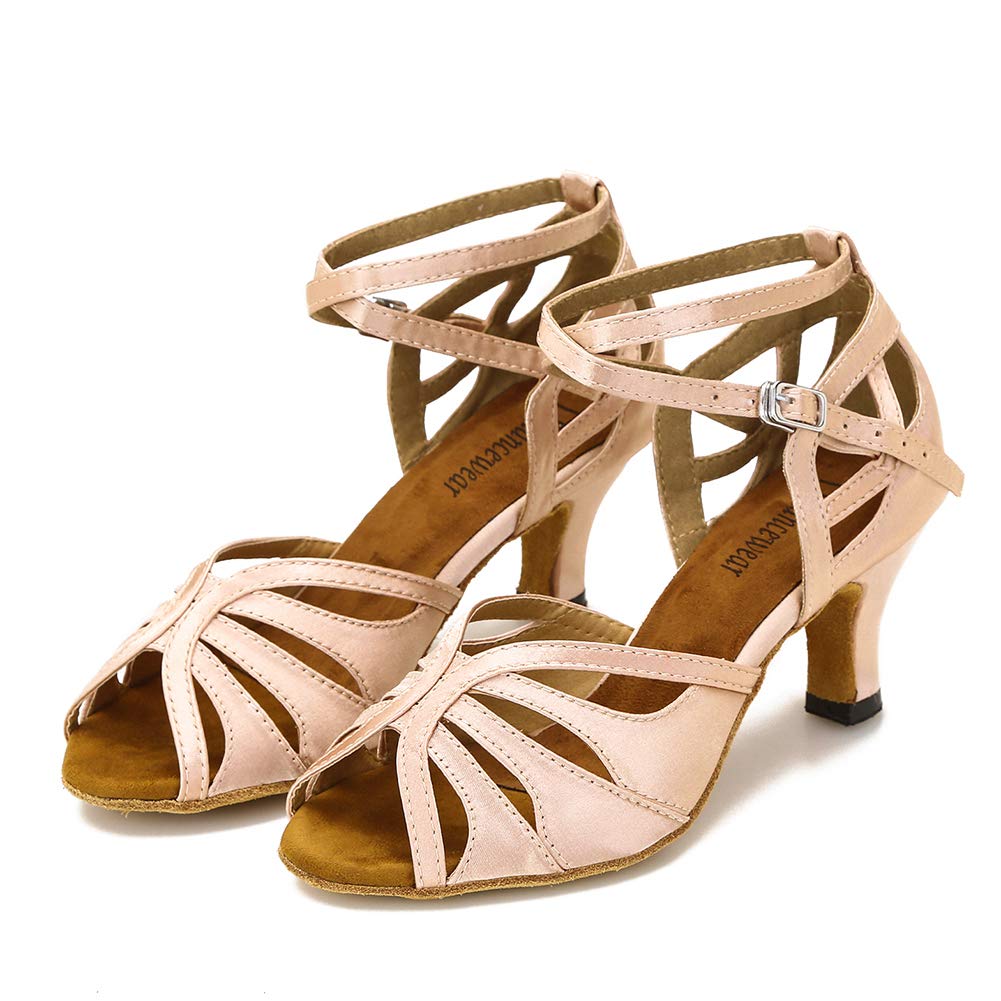 **Women's Low Heel Ballroom Dance Shoes – 1.5 Inch Cuban Heels for Salsa, Latin & Practice – Comfortable & Stylish for Performances, Weddings & Social Dancing**