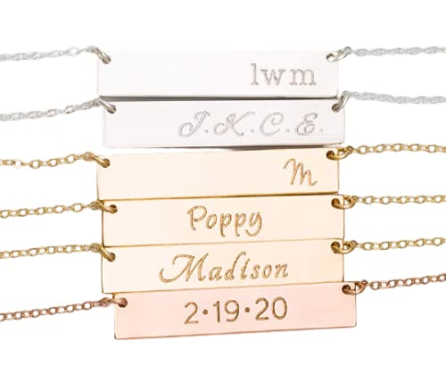 Personalized Gold Bar Nameplate Necklace - Custom Monogram Initial Jewelry for Women - Elegant Layering Necklace for Everyday Wear, Gifts & Special Occasions