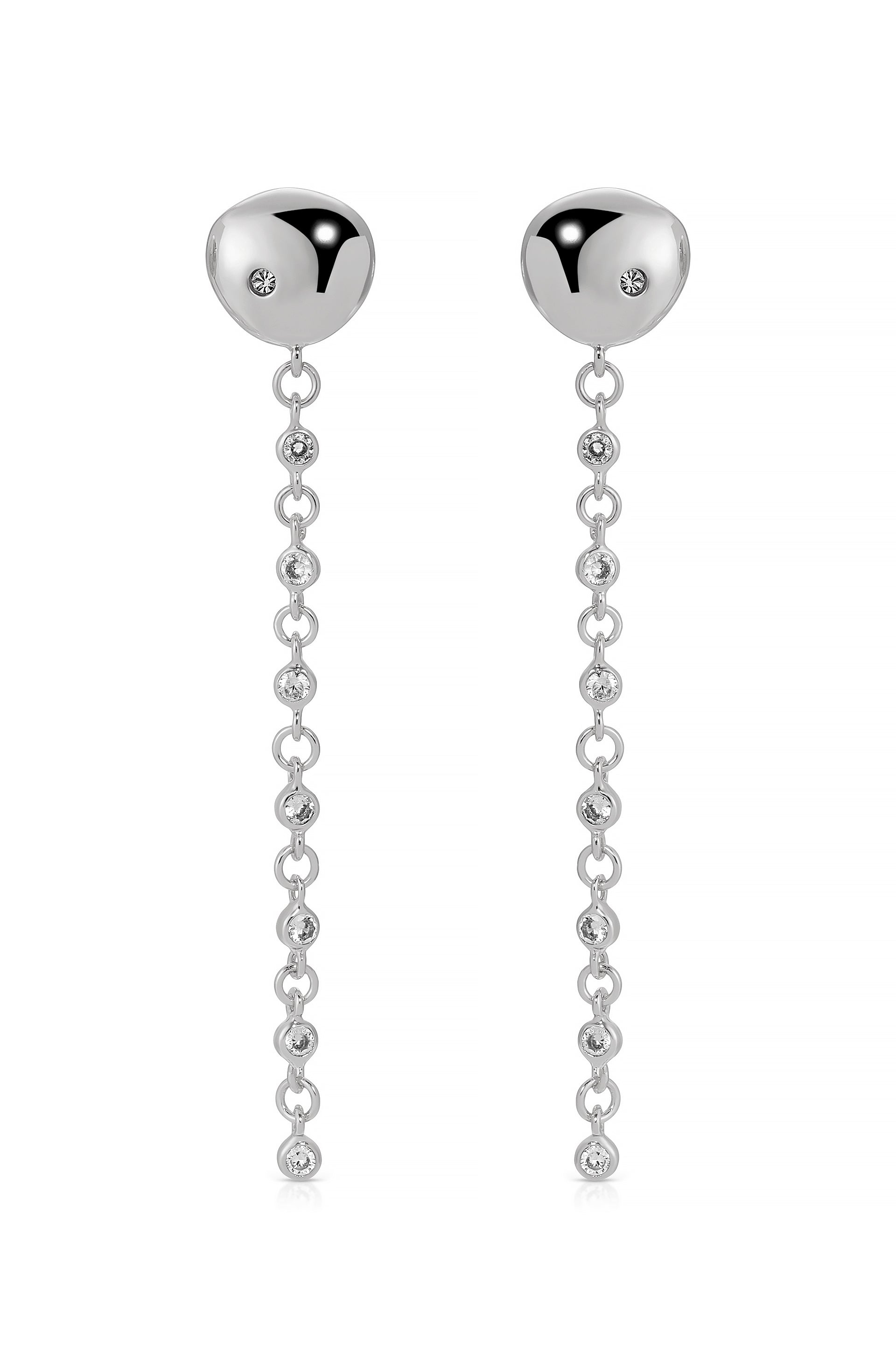 Polished Pebble Linear Chain Earrings - Elegant Minimalist Dangle Earrings for Women | Perfect for Casual Wear, Office, and Evening Outfits