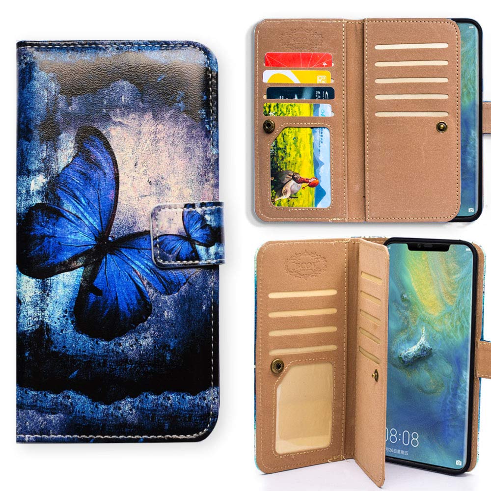 Bfun Huawei Mate 20 Pro Case - Retro Butterfly Design Leather Wallet Cover with Card Slots | Stylish Protection for Business & Travel | Perfect for Office Professionals & Daily Commuters