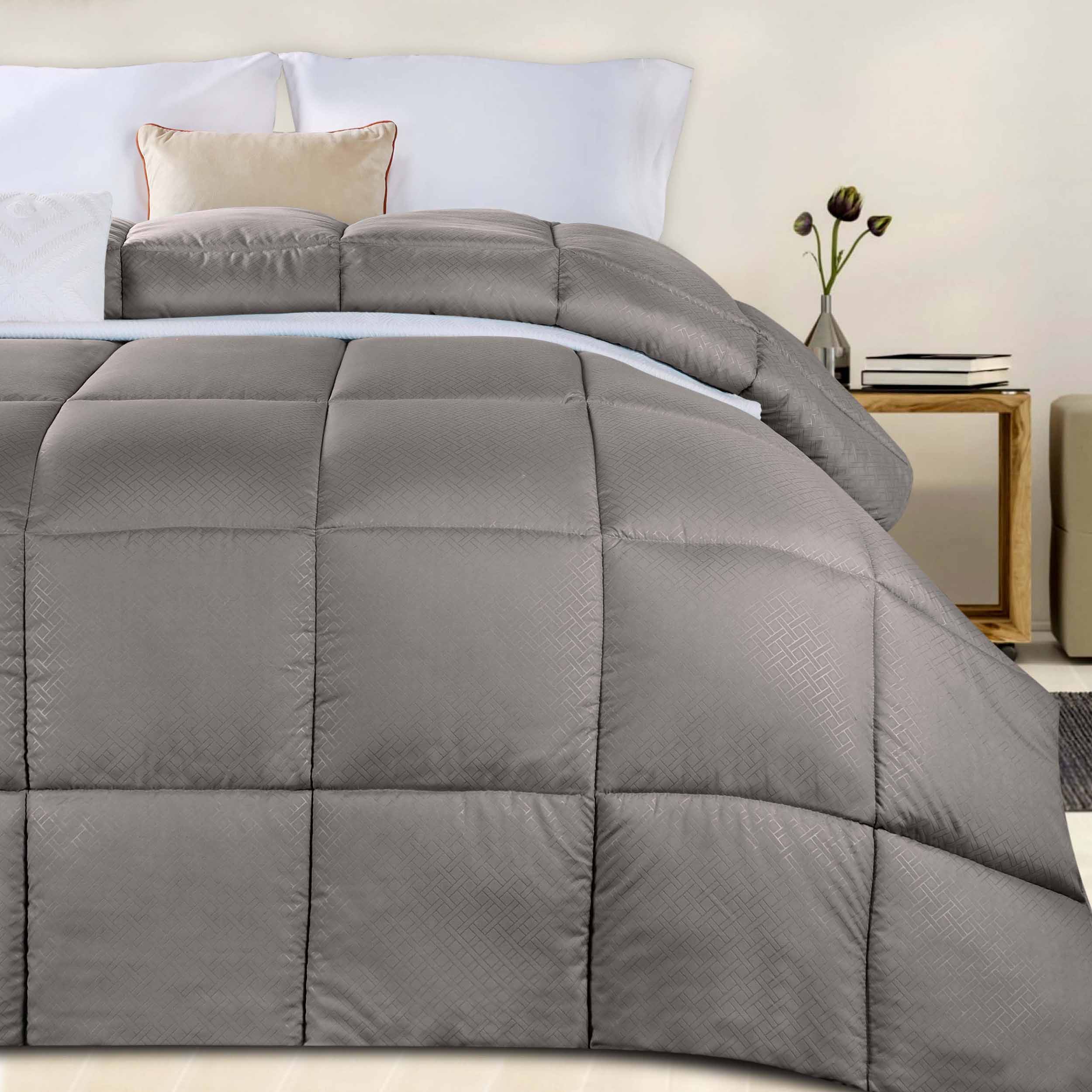 Luxury Basketweave Plush Down Alternative Comforter - Hypoallergenic & Breathable All-Season Bedding for Master Bedroom, Guest Room & Dorm