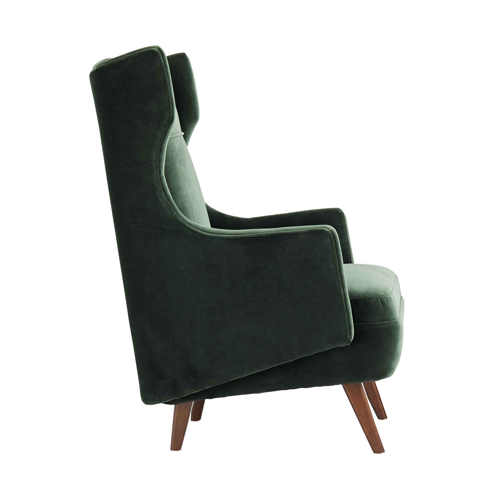 Budelli Wing Chair in Forest Velvet - Luxurious Velvet Accent Chair for Living Room, Bedroom, or Office - Perfect Reading Chair & Cozy Lounge Seating