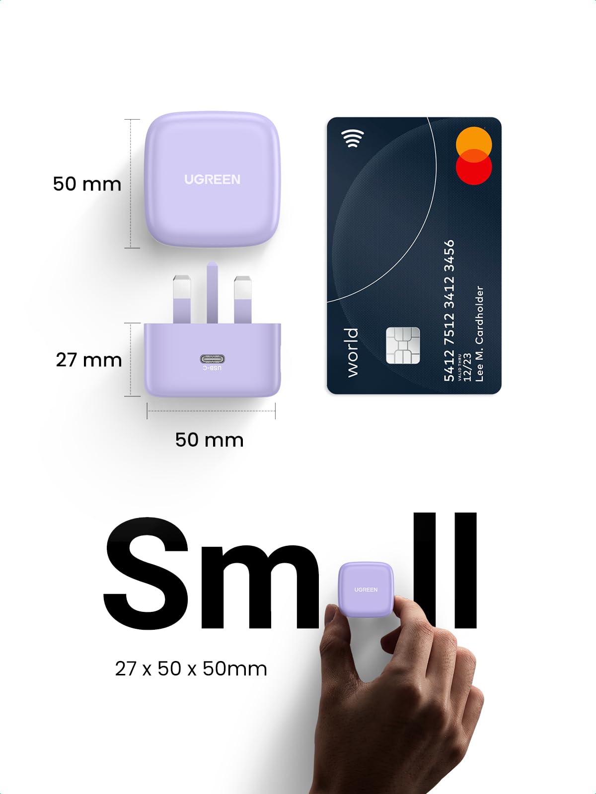 UGREEN 20W USB C Wall Charger, PD Fast Charging Power Adapter - Compatible with iPhone 16/15/14/13/12, iPad Air 5/Mini 6, Samsung Galaxy S24/S23, Google Pixel 9/8, Apple Watch 9 - Compact Purple Charger for Home, Office & Travel