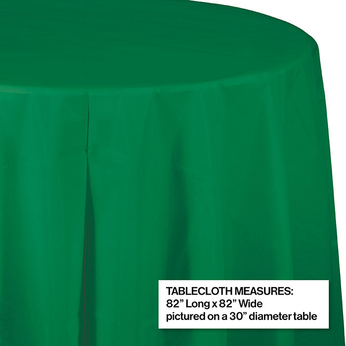 12-Piece Bulk Emerald Green Round Plastic 82-Inch Table Covers - Perfect for Parties, Weddings, and Events