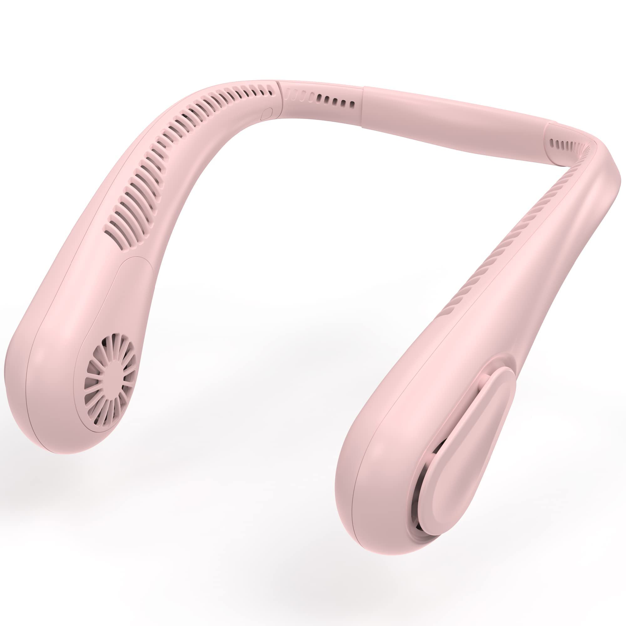 Portable Hands-Free Bladeless Neck Fan with 5000mAh Battery - 21H Runtime, 4 Speed Settings, Lightweight Headphone Design for Travel, Hiking, Gym & Outdoor Activities (Pink) - Stay Cool at Work, Commuting & Summer Adventures