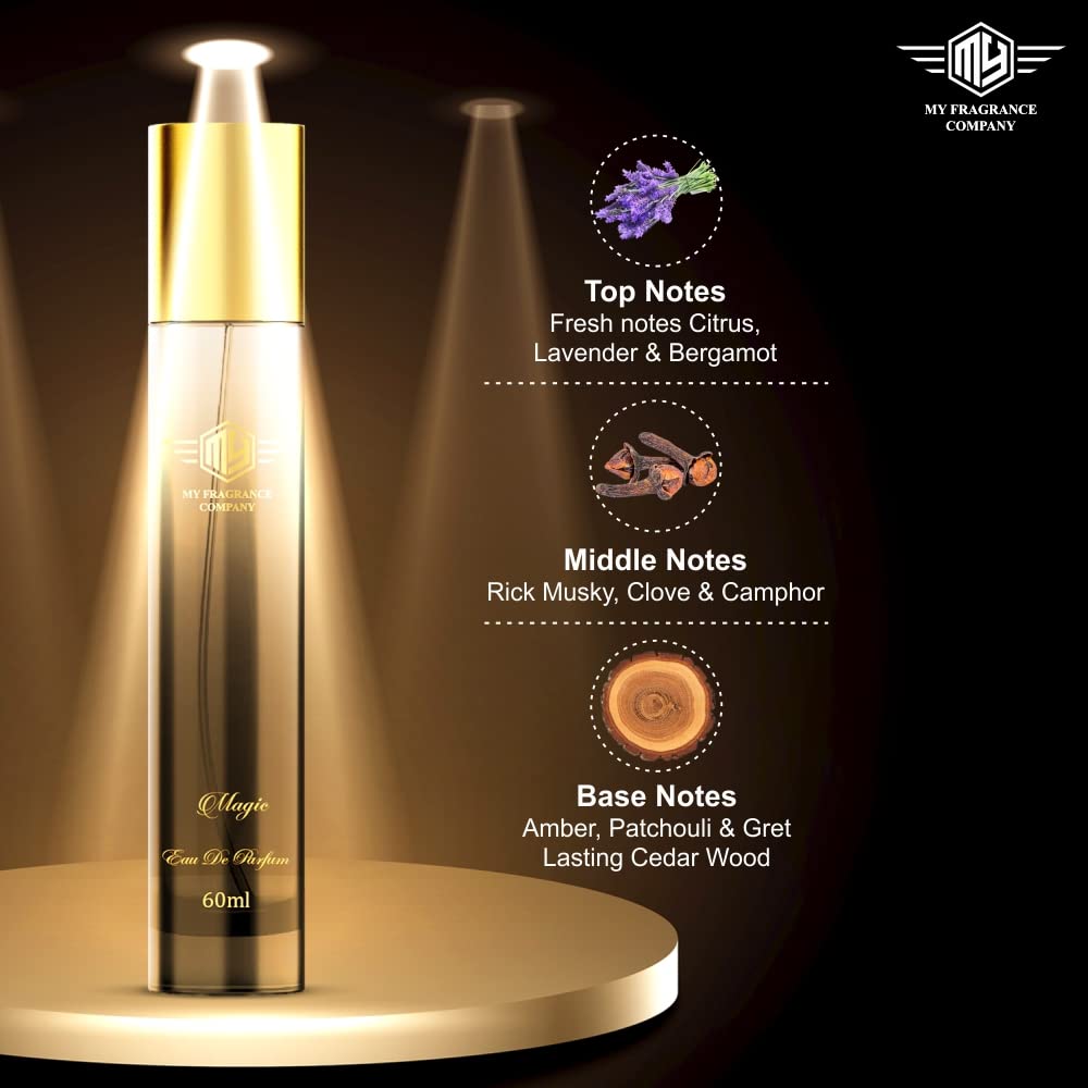 Premium Men's Cologne - MY FRAGRANCE Long Lasting Fresh & Soothing Perfume Spray (60ml, Magic Scent) | Luxury Fragrance Gift for Him | Perfect for Date Night, Office & Special Occasions