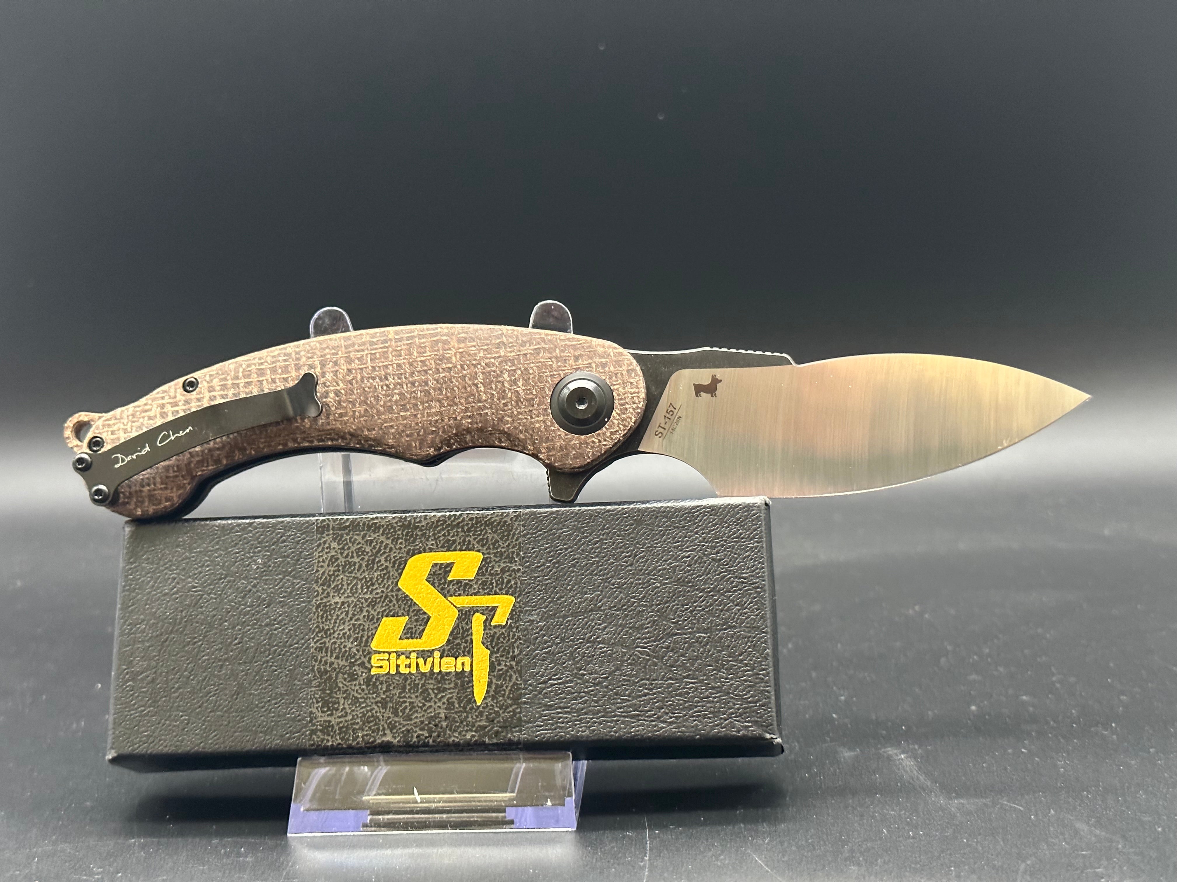 Sitivien ST157 Folding Knife - Sandvik 14C28N Stainless Steel Blade with Premium Micarta Handle - Chinese Zodiac Series Pocket Knife for EDC, Outdoor Camping & Survival Gear