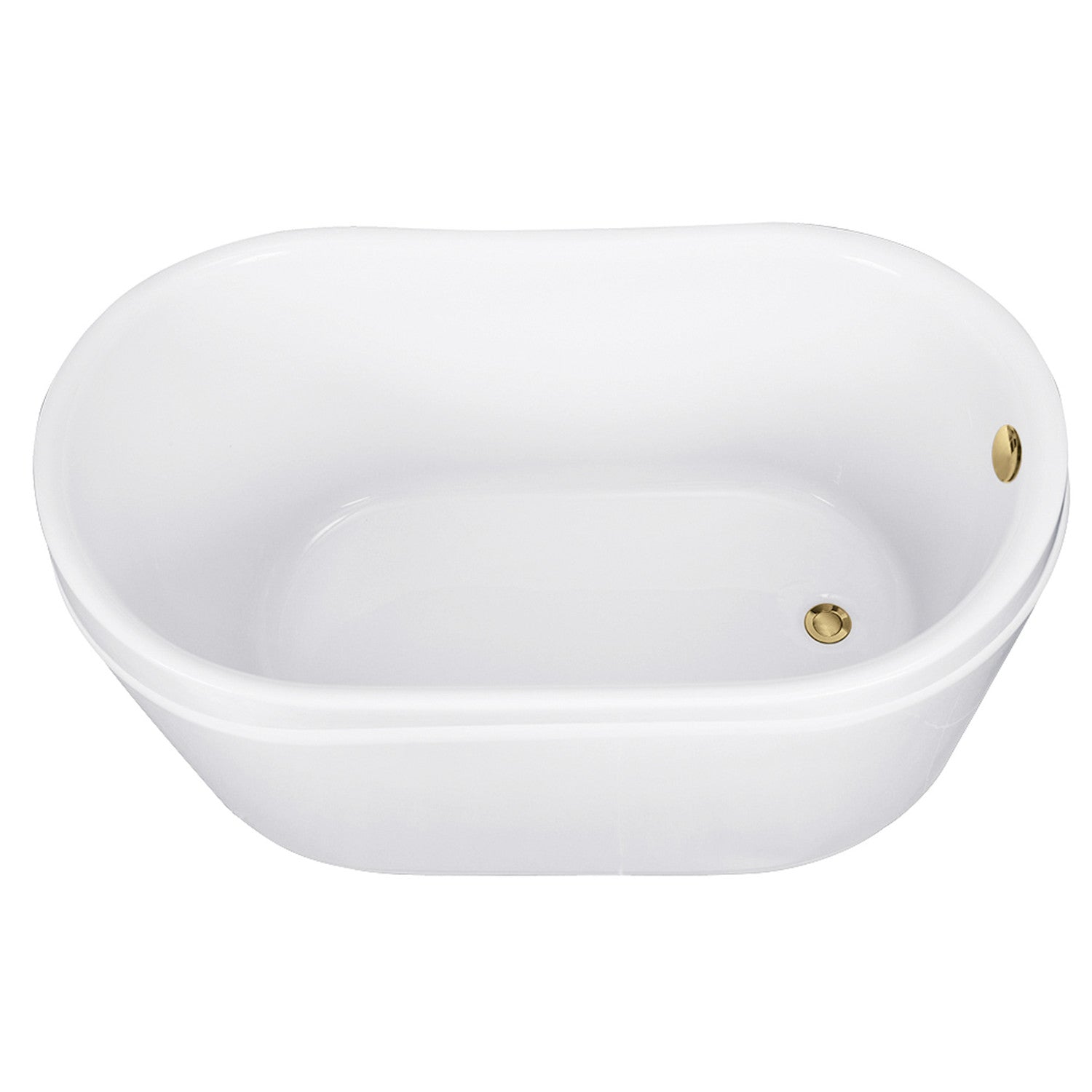 Aqua Eden 52 Inch Acrylic Oval Double Slipper Freestanding Bathtub with Overflow & Drain - Glossy White & Polished Brass Finish | Luxury Bathroom Centerpiece for Spa-Like Relaxation & Modern Home Decor
