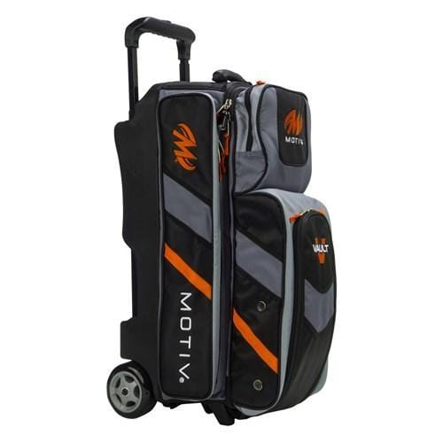 Motiv Vault Triple Roller Bowling Bag - Black & Orange for Men & Women | Perfect for League Play, Tournaments & Practice Sessions
