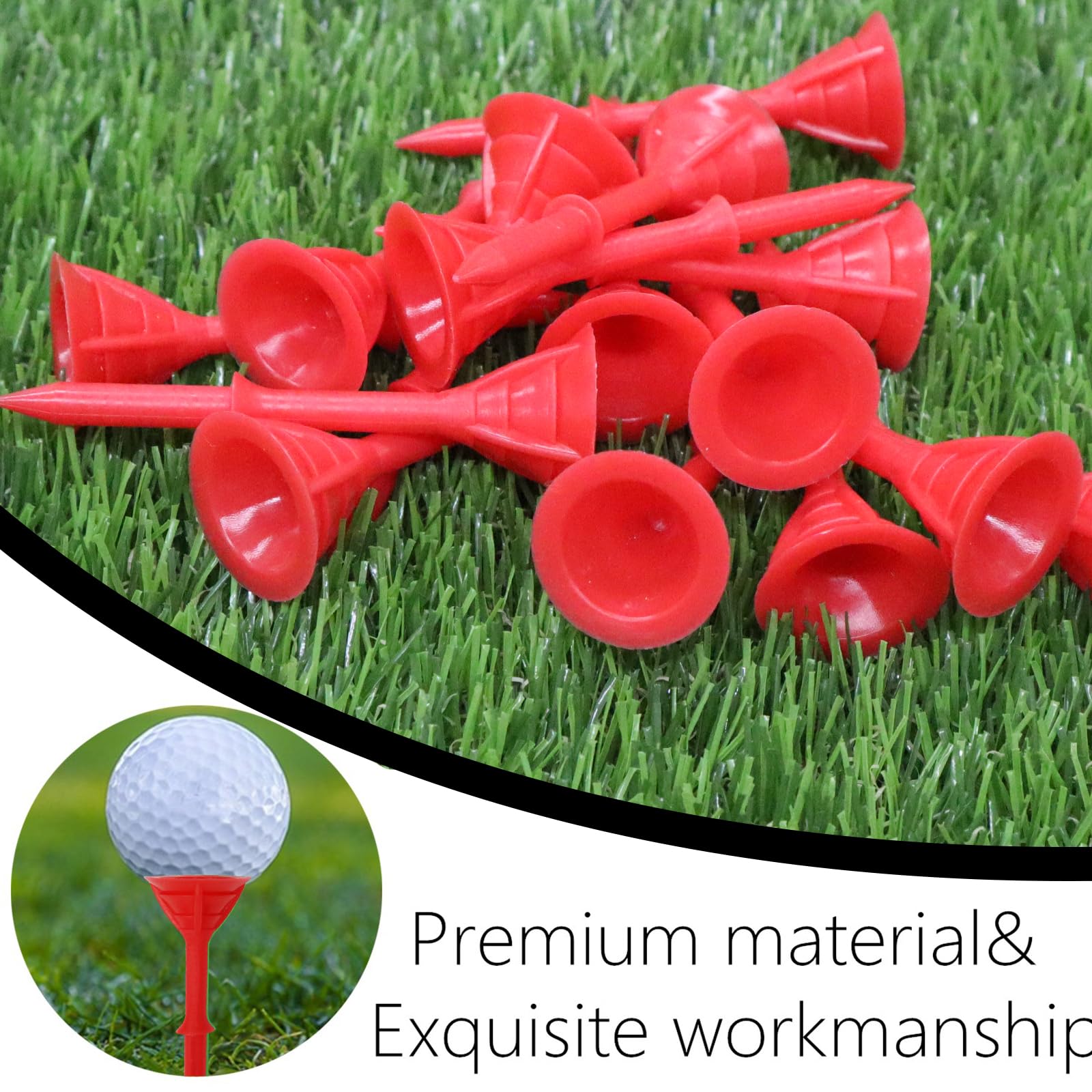 **Premium Amy Sport Golf Tees - 3 1/4 Inch (83mm) Unbreakable Plastic Tees, Bulk 30 Pack - Reduce Friction & Side Spin for Stable Shots - Durable for Golf Practice & Driving Range Use**