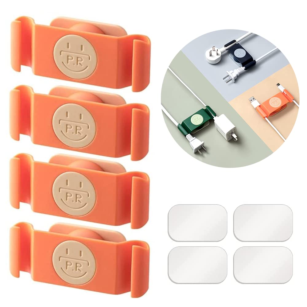 4-Pack Rotatable Cord Organizers for Kitchen & Home Appliances - Orange Cord Wrapper Holders for Neat Cable Management | Perfect for Blenders, Mixers & Small Electronics Storage
