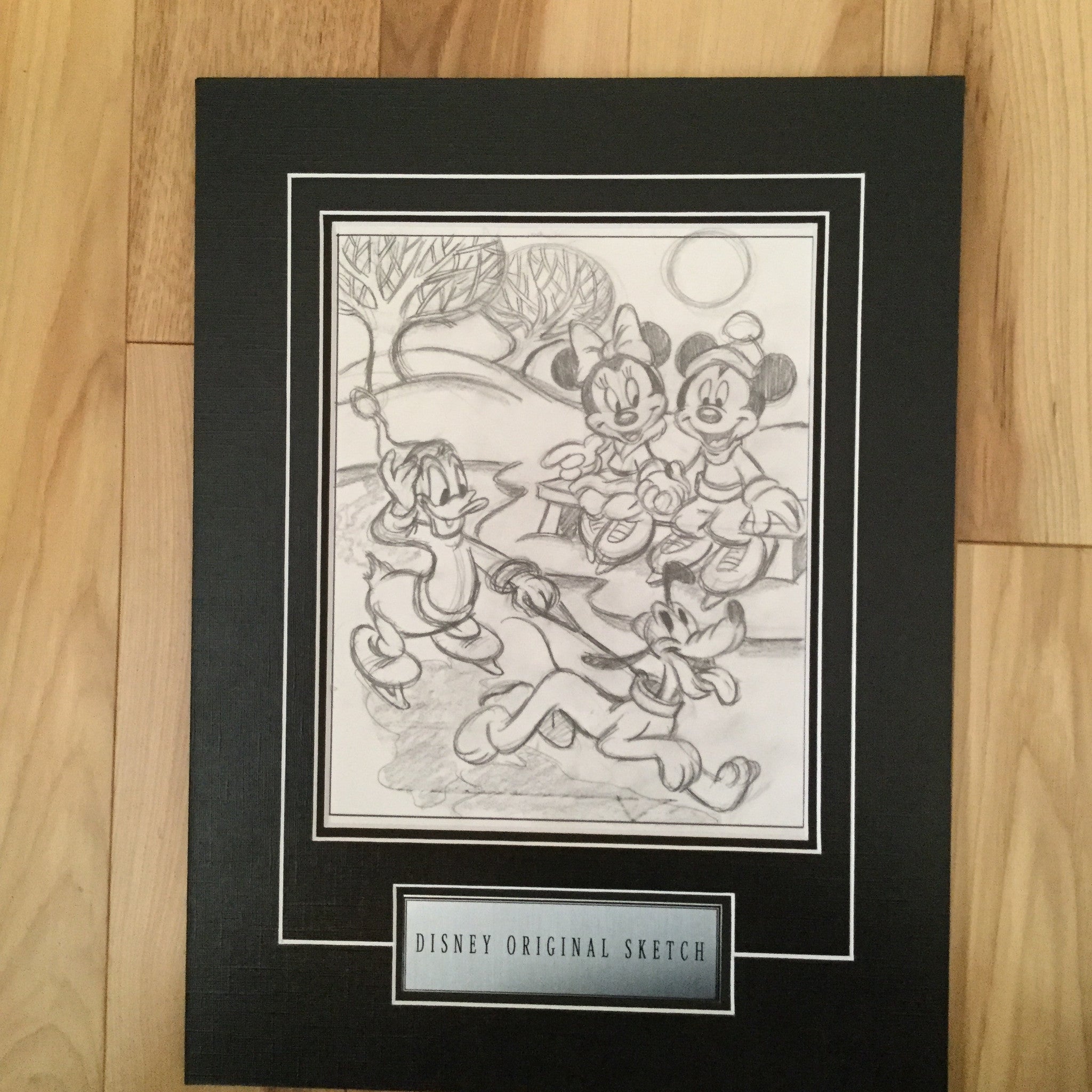 Vintage 1980s Disney Original Mickey Mouse and Goofy Matted Sketch - Perfect for Disney Collectors, Home Decor & Gift Giving