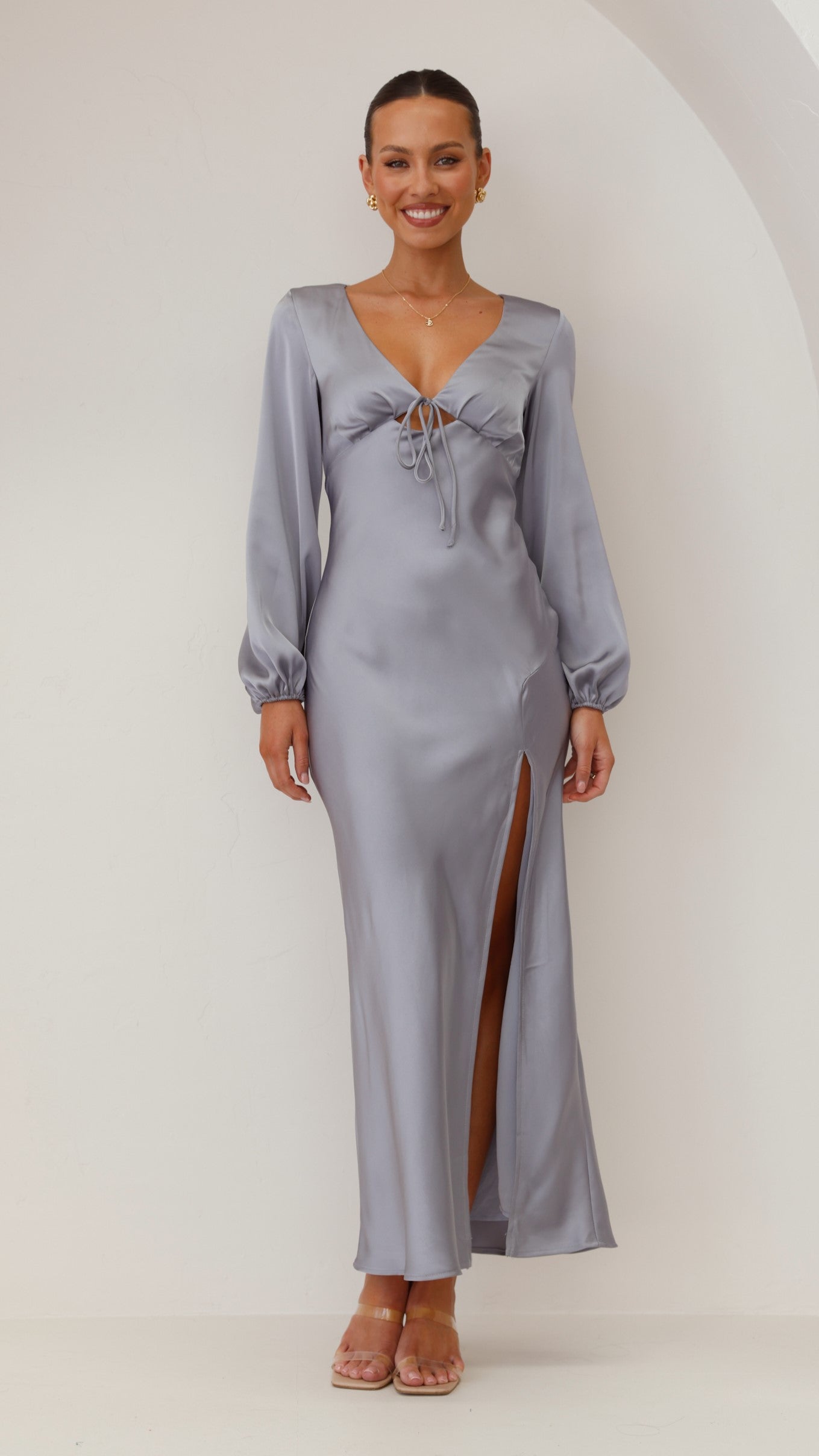 Brigitte Maxi Dress in Steel Blue - Elegant Long Flowy Dress for Women | Perfect for Summer, Beach, Weddings & Special Occasions