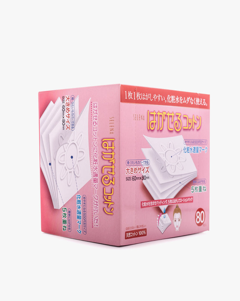 Premium Cotton Labo Selena 5-Layer Cotton Pads (80 Count) - Gentle Makeup Remover & Skincare Pads for Face, Eyes & Nail Polish Removal